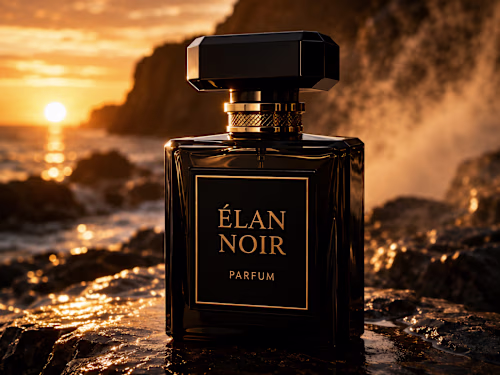 Premium AI-enhanced fragrance advertisement featuring