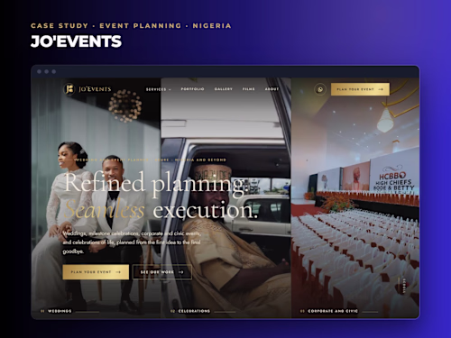 JO'EVENTS: website for a luxury event planner