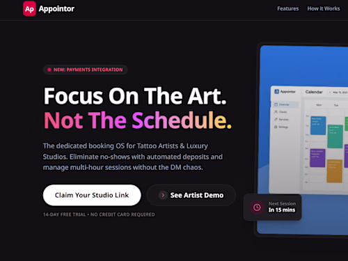 Appointor | Tattoo Studio Management & Salon Booking Software