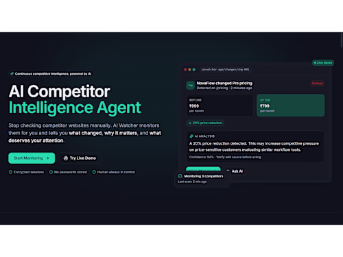 AIWatcher is a web-based competitor