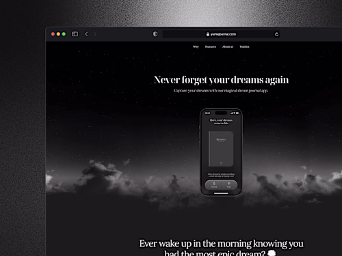 dreamy landing page for yume