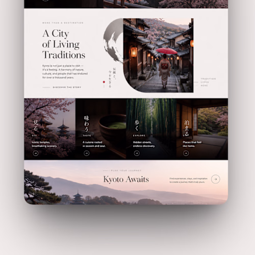 Kyoto inspiration landing page