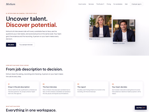 Motium is an AI interviewer