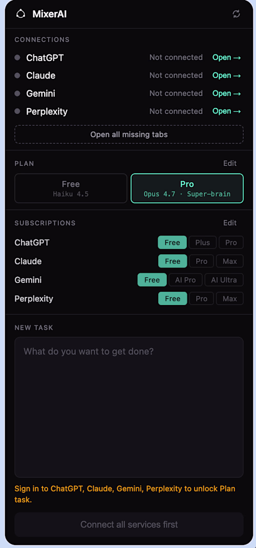 MixerAI is a Chrome extension