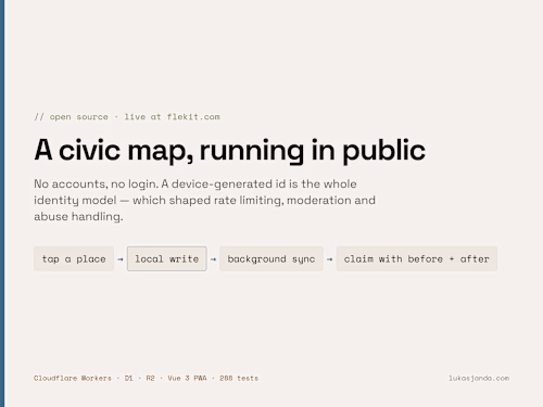 Flek — a civic map, built and running in public