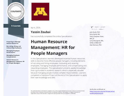 Verified Specialization: Human Resource Management