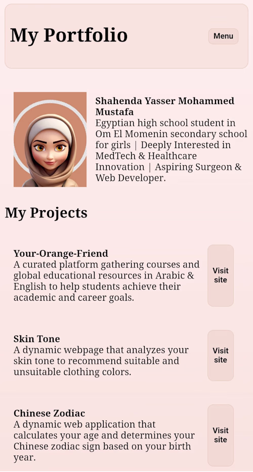 A personal portfolio website designed