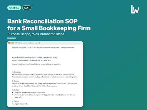 Bank Reconciliation SOP for a Small Bookkeeping Firm