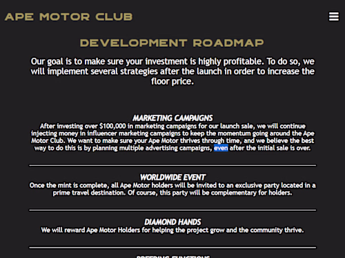 APE MOTOR CLUB WEB DESIGN