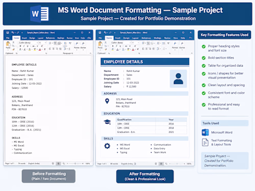 MS Word Document Formatting —