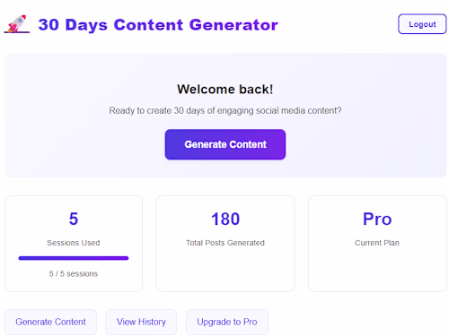30 Days of Social Media Content generator