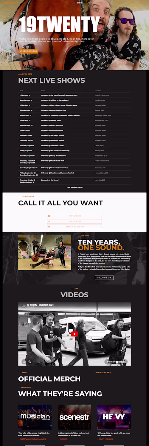 19Twenty Music Website
Designed and customized