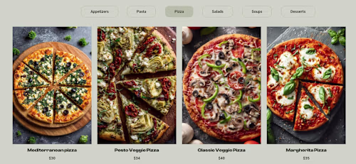 Pizza selection section of restaurant