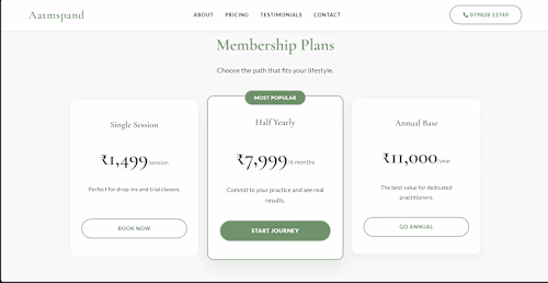 The Aatmspand Yoga website was