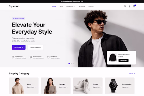 Modern eCommerce website design with