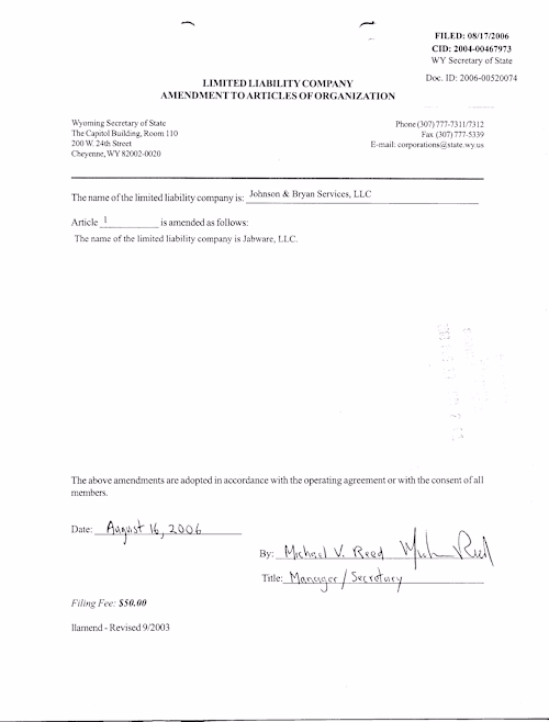 LLC AMENDMENT