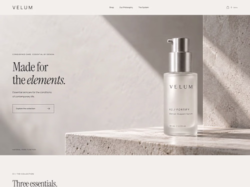 VELUM — Premium Skincare E-commerce Website