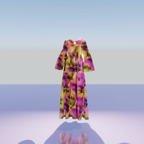 Pink Dress with a Flower Pattern In Digital Fashion Using Clo3d