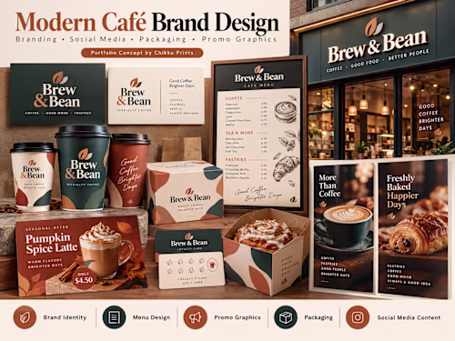 Modern Café Branding | Logo,