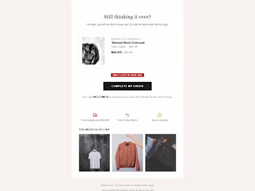 Maison & Co Cart-Abandonment Email