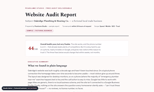 Website Audit Report — Speed, SEO, Mobile & Trust