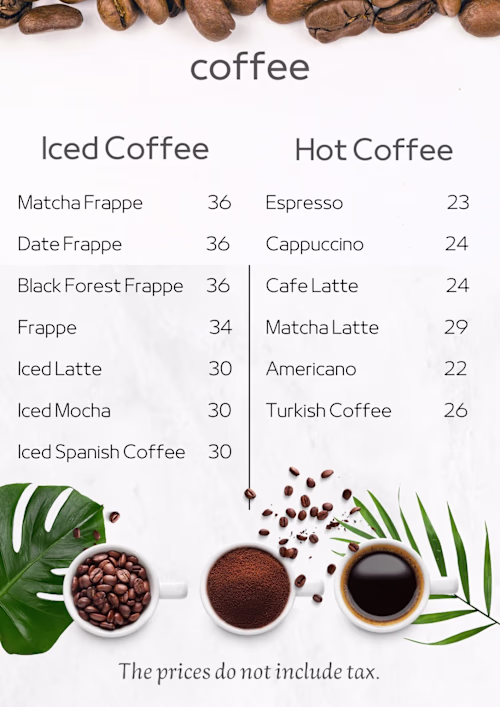 coffee menu