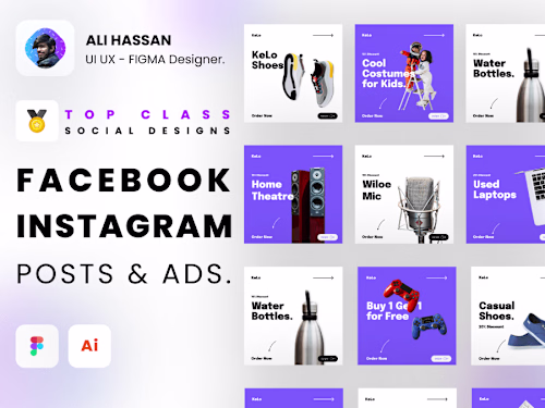 Design Facebook & Instagram Post Content or Advertisement