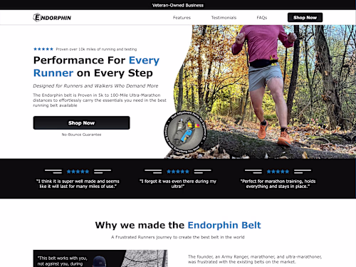 Endorphin Belt - Landing Page Design