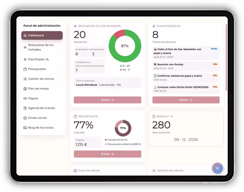 Private event operations dashboard (Wedding