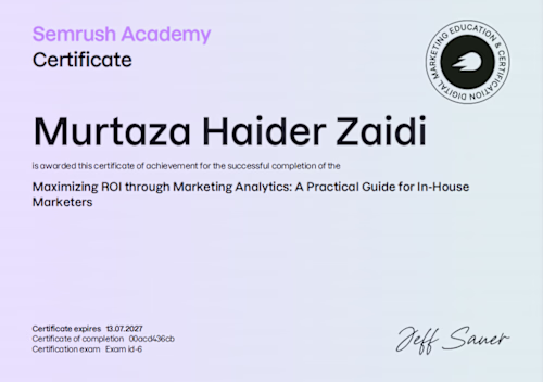 Achieved Certification from Semrush Academy.
#Recognition
