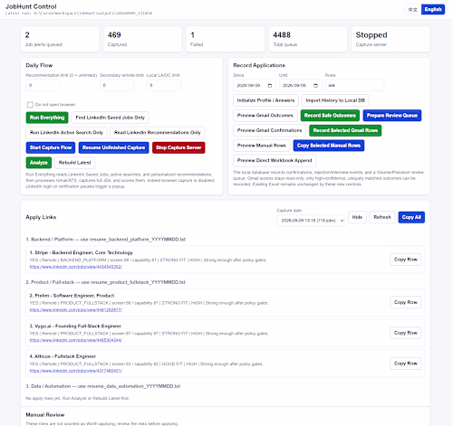 Built a job-search workflow that