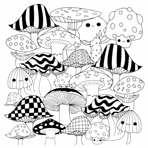 Kawaii style colouring book for teenagers 