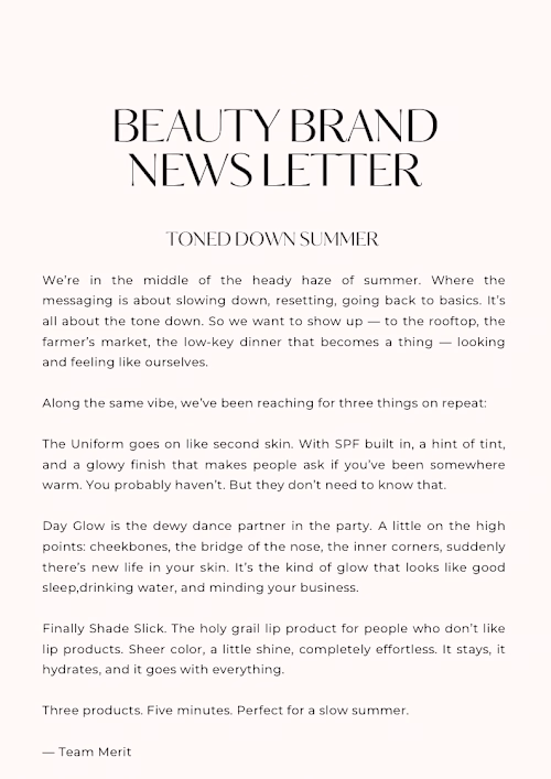 Sample seasonal newsletter for a