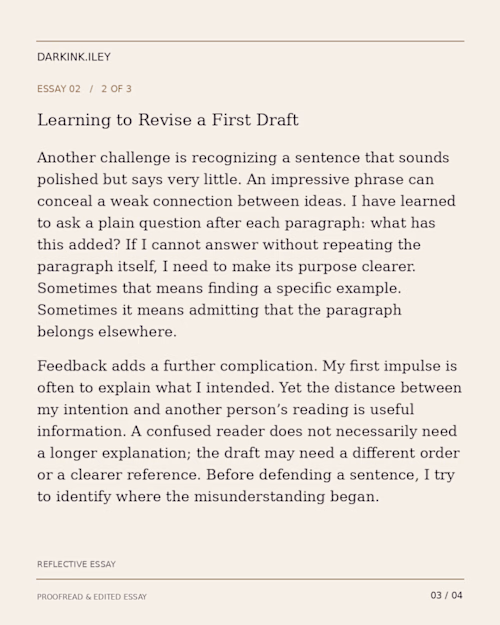 essay about learning to revise a first draft