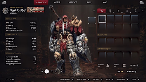 Shadow Realm - Character Screen