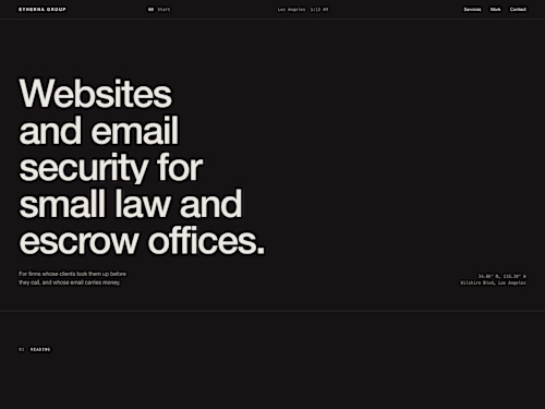 ETHERNA Group: one-page website, hand-written