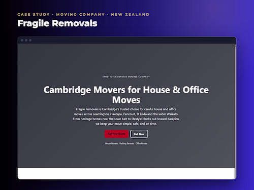 Fragile Removals: 26 page WordPress site for a mover