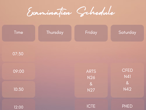 Weekly Schedules 