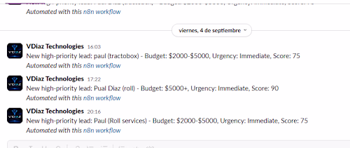 Instant Slack alerts for high-priority leads. The n8n workfl...