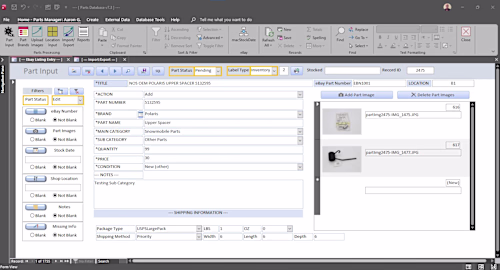 MS Access Application - Parts