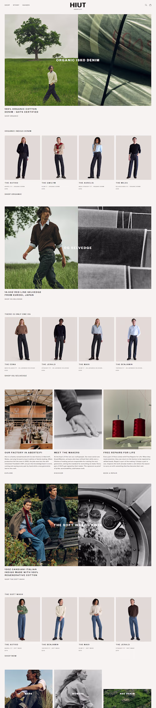 Premium denim e-commerce website design