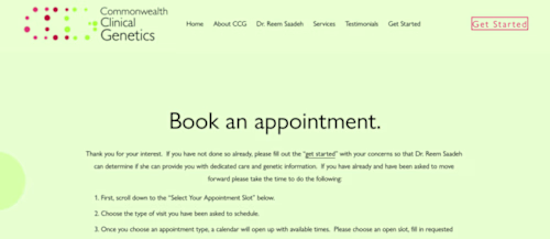 A Booking System Completed for a Clinical Genetics Company