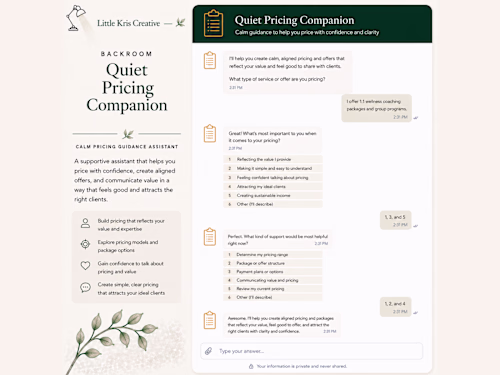 Quiet Pricing Companion
I designed Quiet