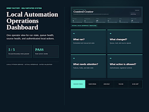 A self-initiated local automation dashboard