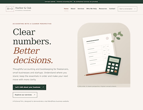 Harbor & Oak — Accounting Website Concept