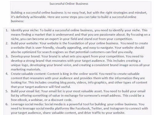 Successful Online Business