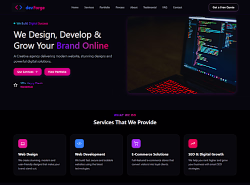 DevForge – High-Converting Creative Agency & SaaS Landing Page