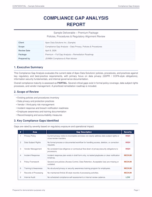 Conducted a Compliance Gap Analysis
