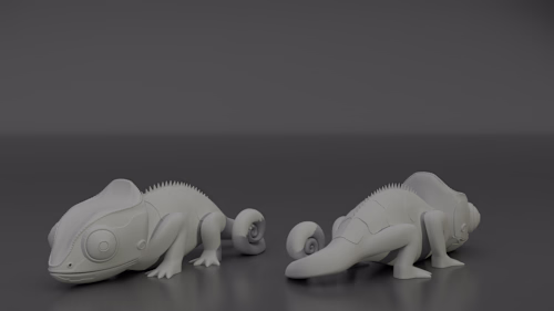 Scary Chameleon 3D Model Toy Design