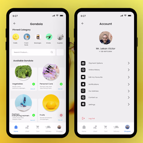 Concept Ecom mobile UI app for efficient shopping
